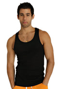 Black sleeveless sustain tank top with a simple fitted design made from sustainable material for everyday wear