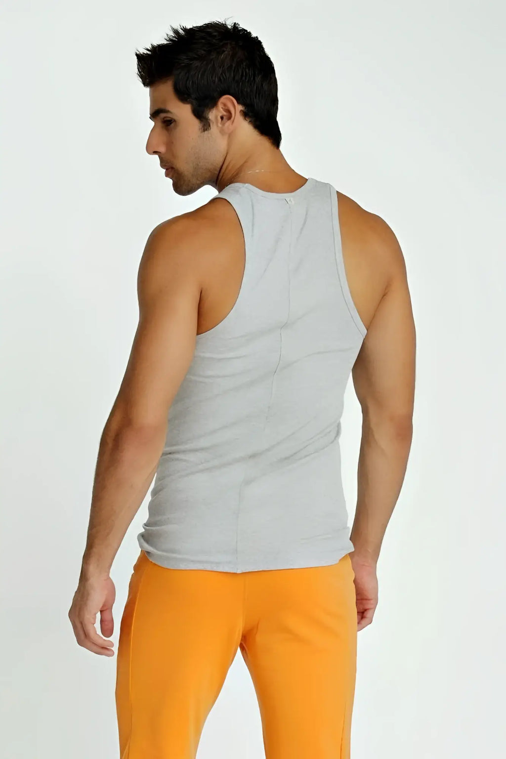 Gray heather sustain tank top sleeveless fitted design made from sustainable material for casual wear