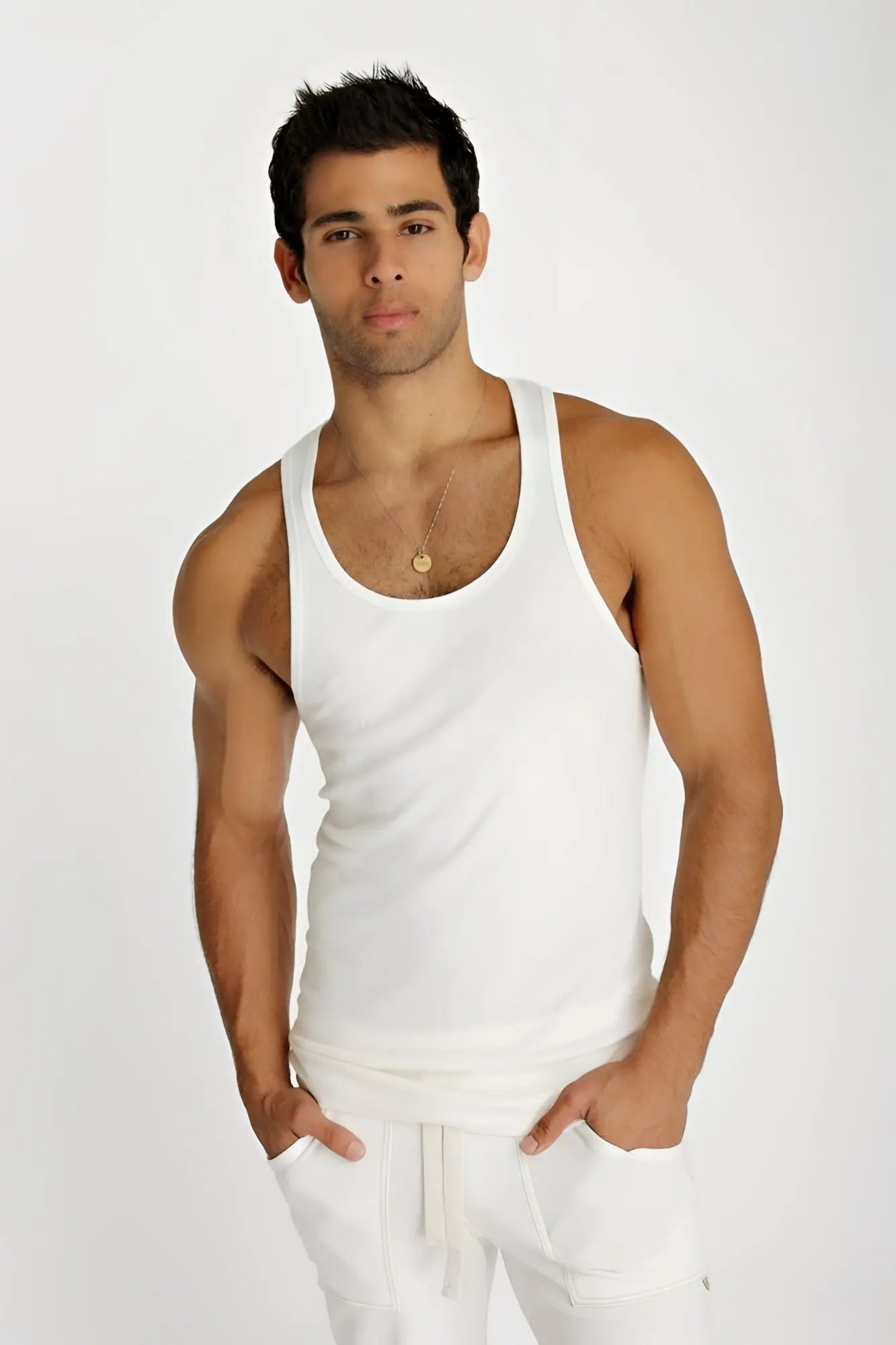 White cotton sustain tank top with a simple classic design perfect for casual wear