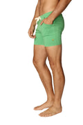 Transition yoga short bamboo green men’s shorts in green with white drawstring and side pockets made from bamboo fabric