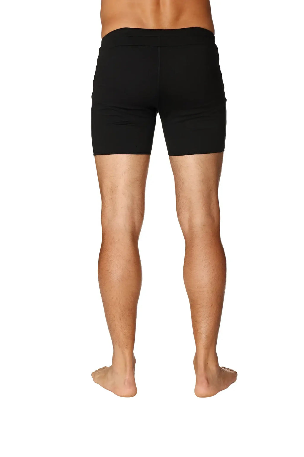 Black transition yoga shorts with snug fit and elastic waistband designed for athletic use