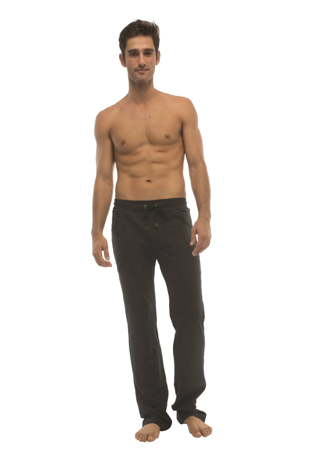 Black cotton ultra flex yoga track joggers with drawstring waist and elastic cuffs for comfortable wear