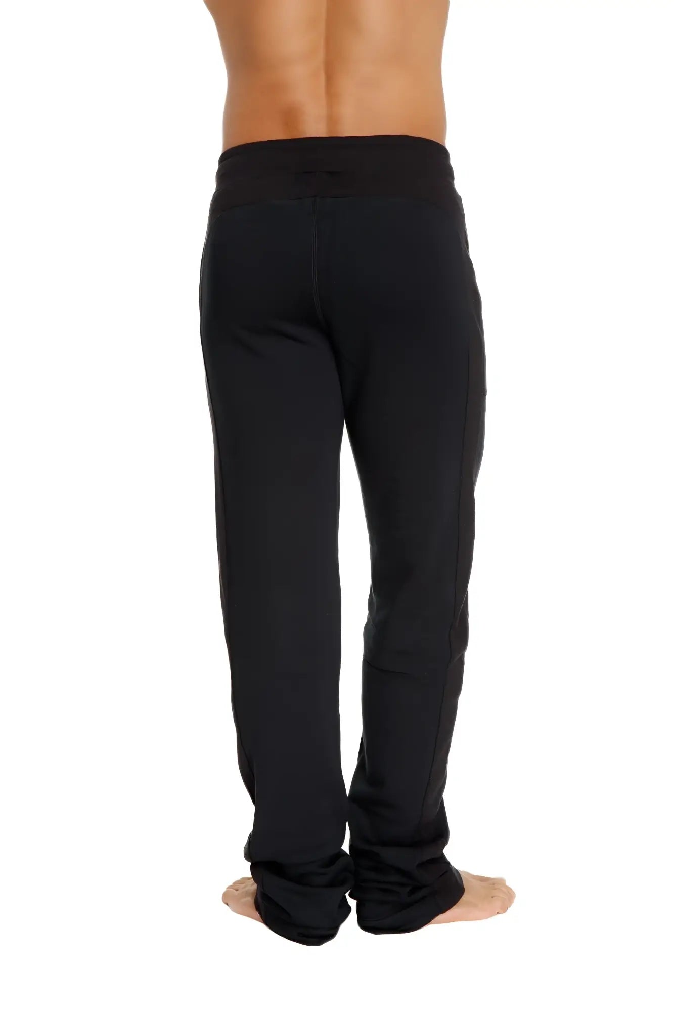 Black mid-weight luxury-fleece track and lounge sweat pant with elastic waistband and stretchy comfortable fit
