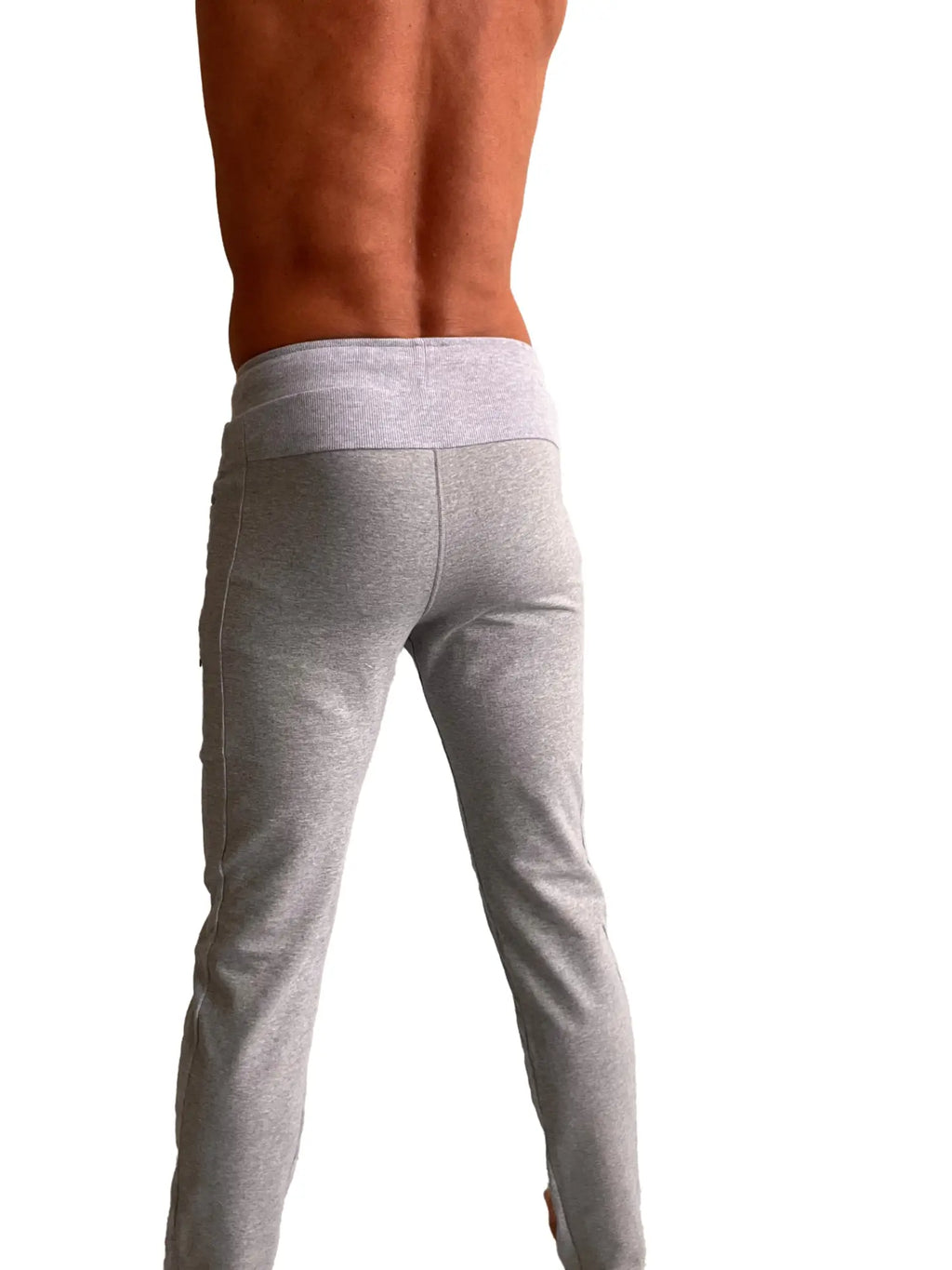 Gray heathered mid-weight luxury-fleece track and lounge sweat pant with ribbed waistband from winter collection