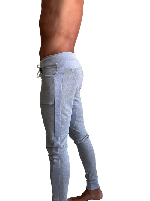 Winter edition luxury-fleece light heather grey jogger pants with drawstring waistband and side pockets for cold weather
