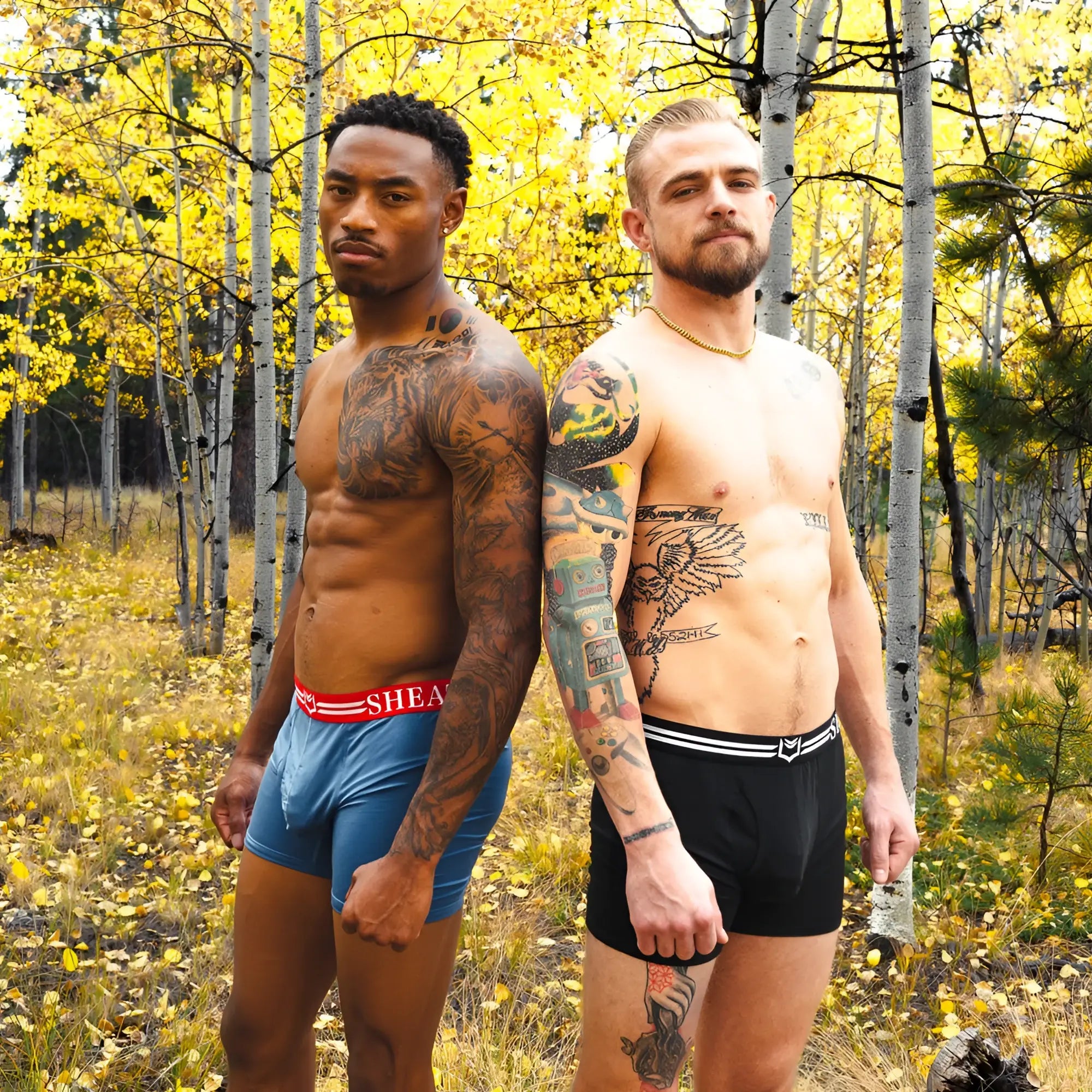 SHEATH 4.0 best-seller bundle dual pouch boxer briefs in blue and red shea with snug fit and elastic waistband for comfort