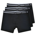 Black men’s boxer briefs with white sheath elastic waistband and shield logo in a 3-pack dual pouch bundle