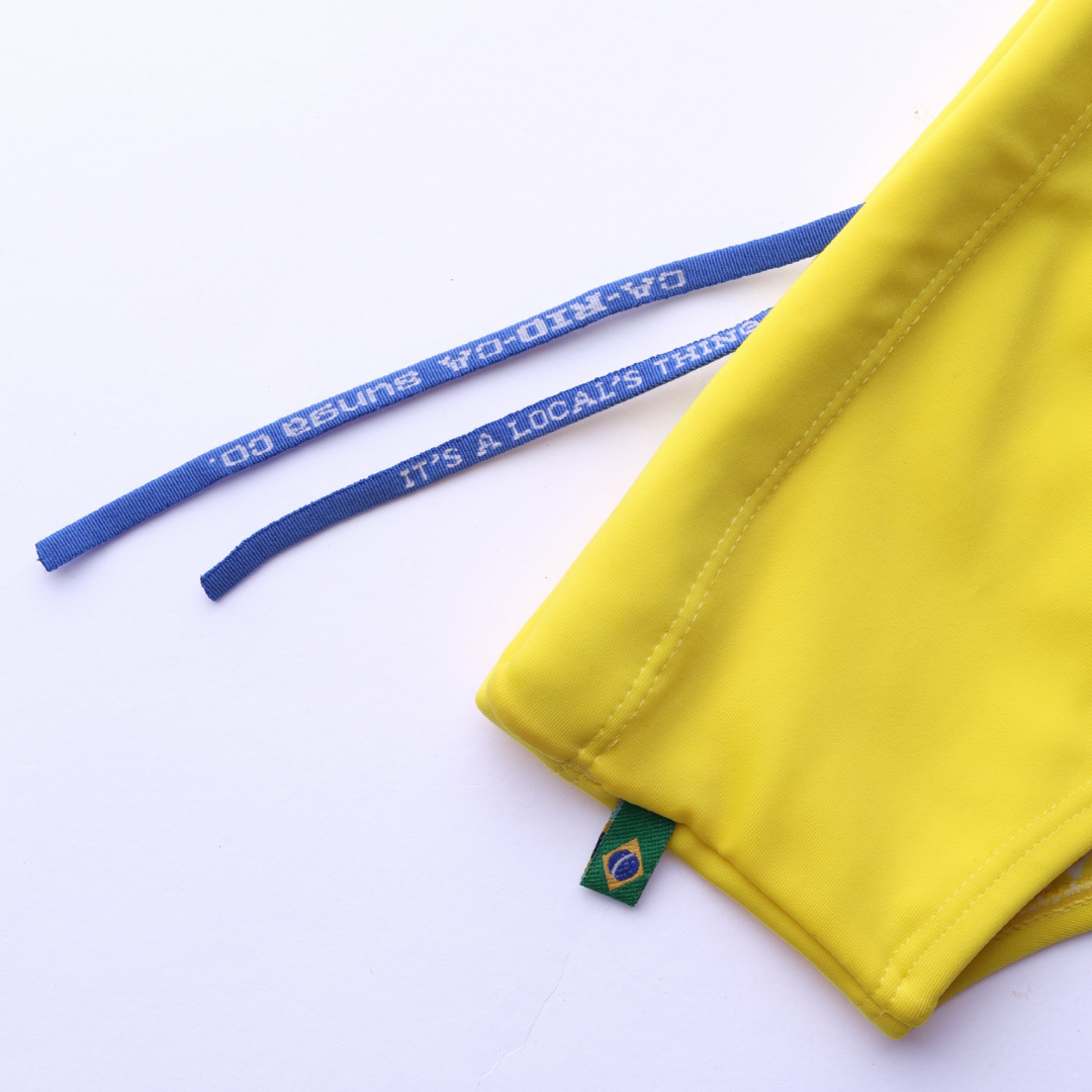 Bañador de sol para hombre color amarillo limonada liso - Ropa de playa para hombre