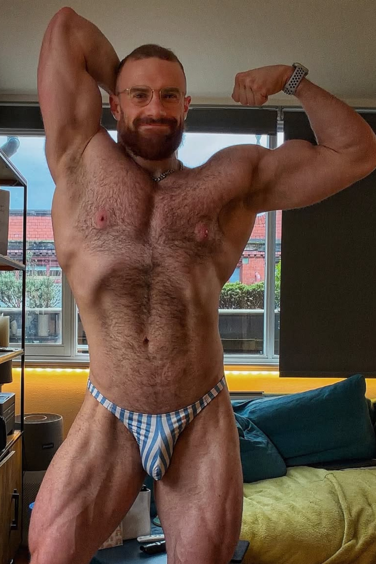 Cheeky Classic G-String Thong- Blue Stripes