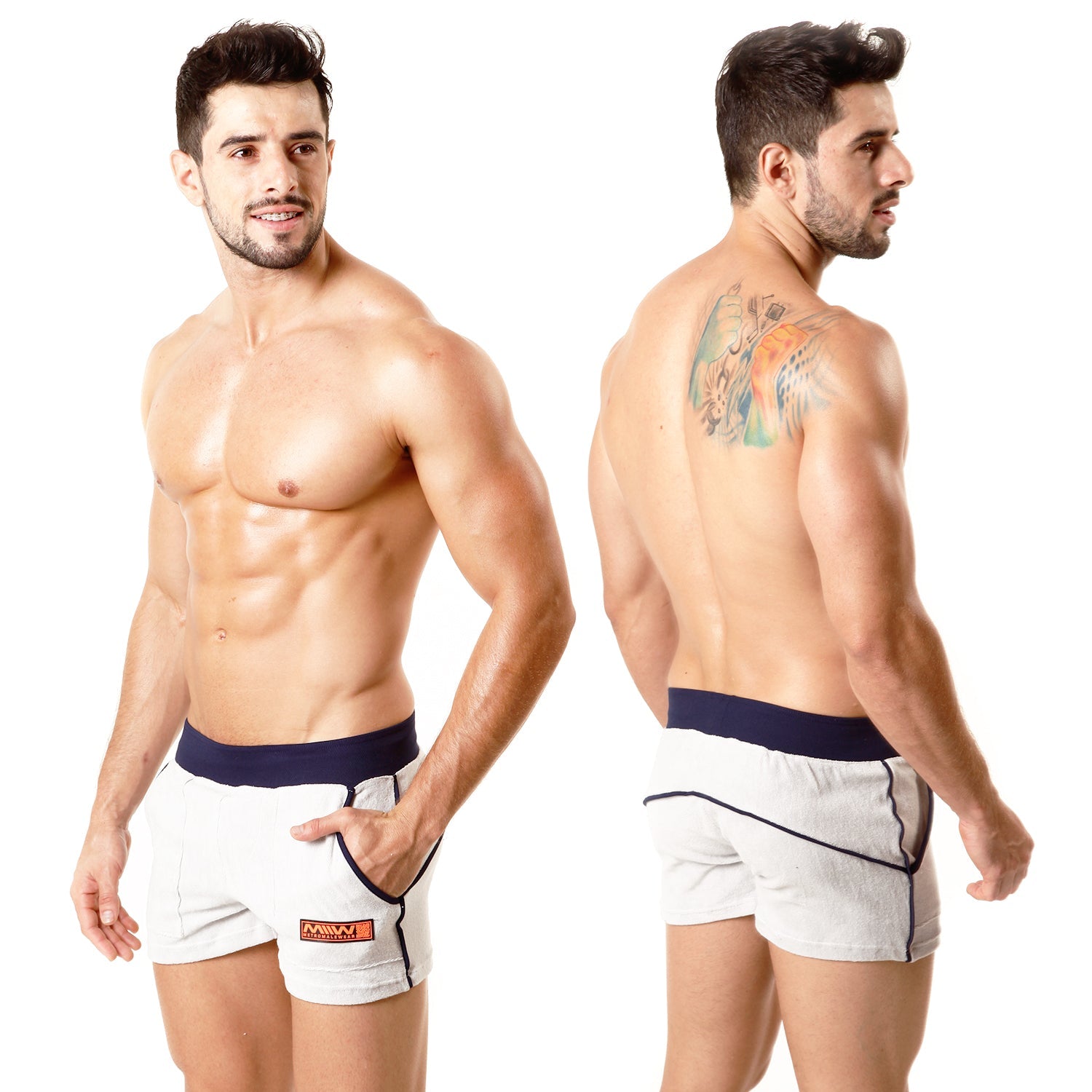 MetroMaleWear Terry Sport Short Grey Navy 4701-10
