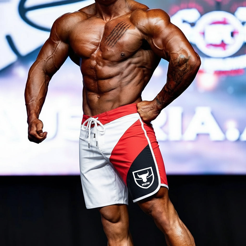 MetroMaleWear MetroMuscleWear IFBB Pro Mens Physique Board Short White 4717-00