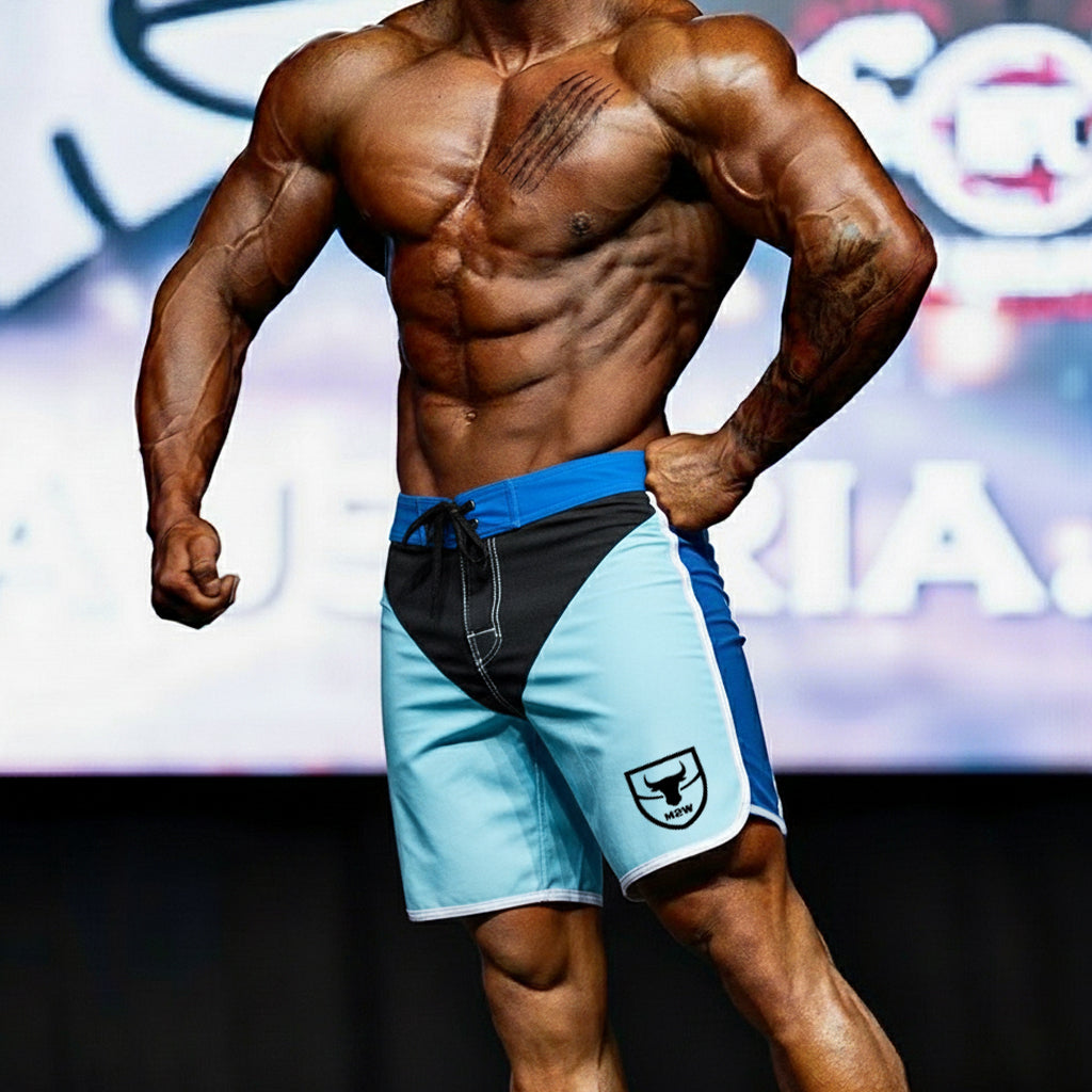 MetroMaleWear MetroMuscleWear IFBB Pro Mens Physique Board Short Blue 4717-08