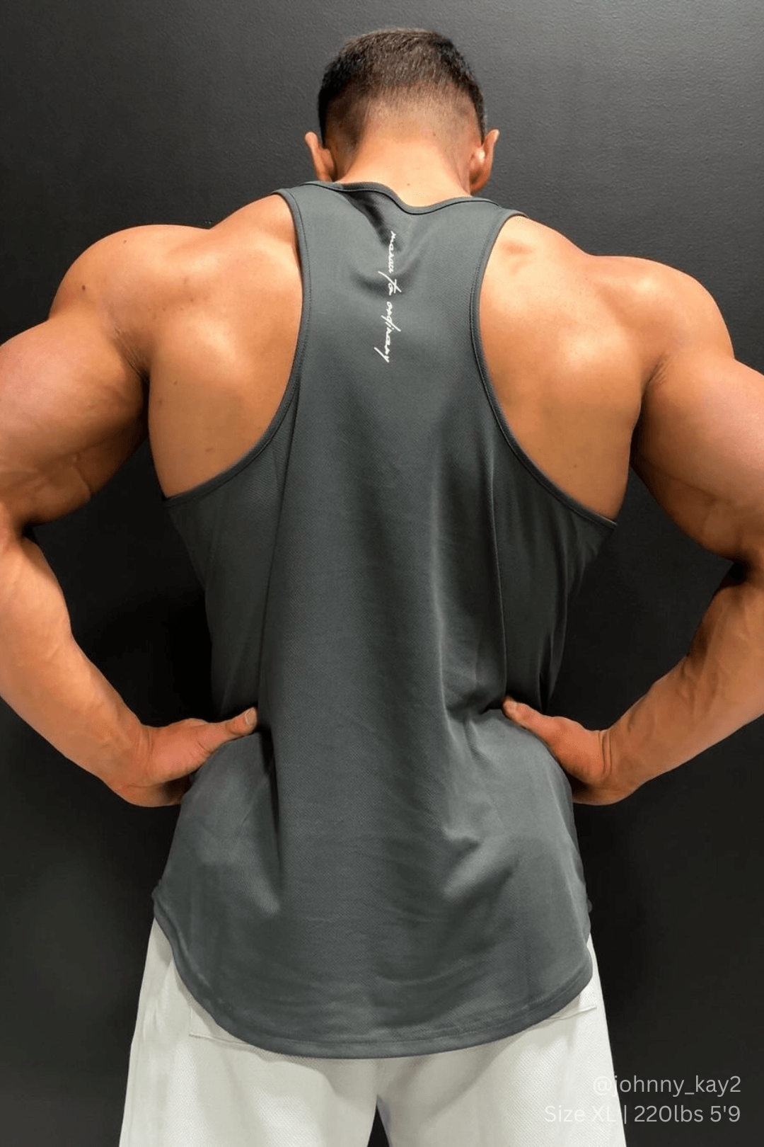 Jed North Men's Fast-Dry Bodybuilding Workout Stringer - Charcoal