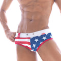 MetroMaleWear Bandera swim brief in american flag colors red white and blue ideal for patriotic swimwear