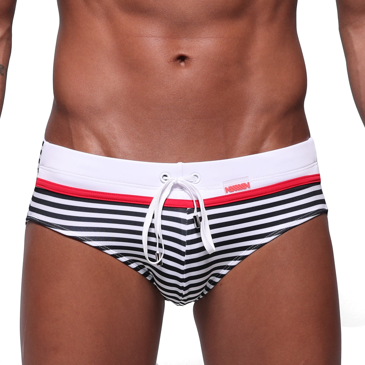 MetroMaleWear STRIPE SWIM BRIEF WHITE 4928-02