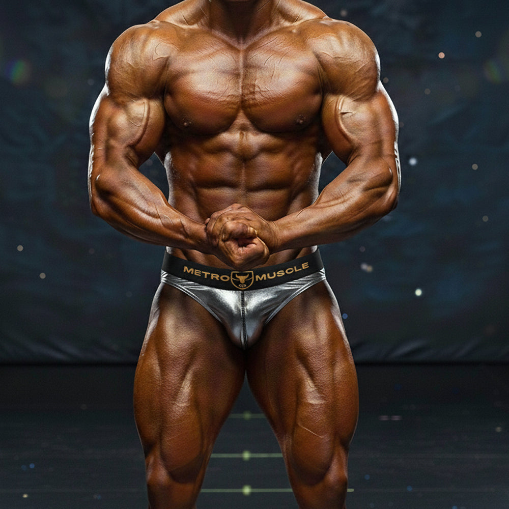 MetroMaleWear MetroMuscleWear Sierra Competition Suit Silver 4974-48