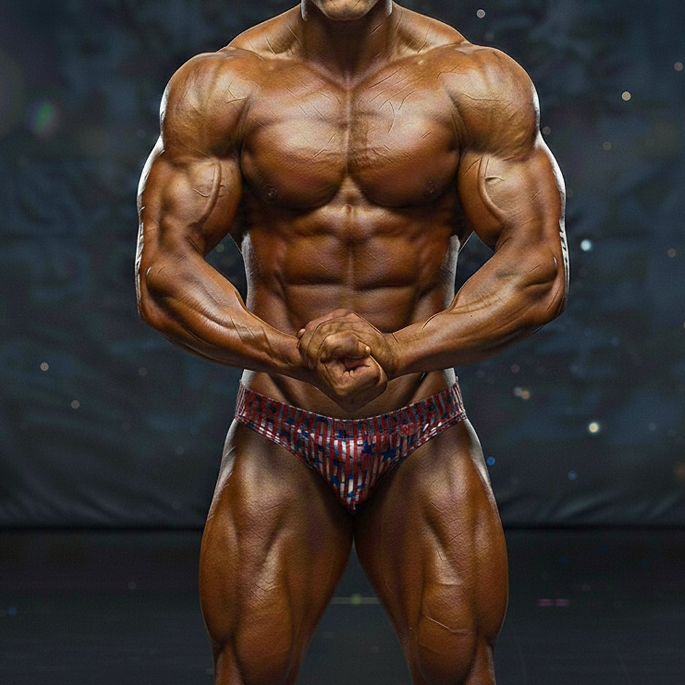 MetroMaleWear MetroMuscleWear Basic Competition Suit Red Stripe 4974-75 #COMPETITIONSUIT