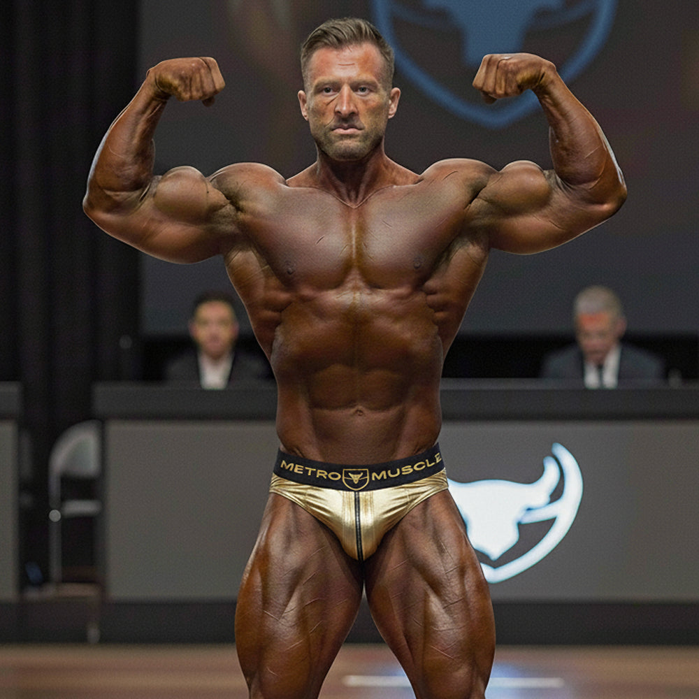 MetroMaleWear MetroMuscleWear Sierra Competition Suit Gold 4974-86