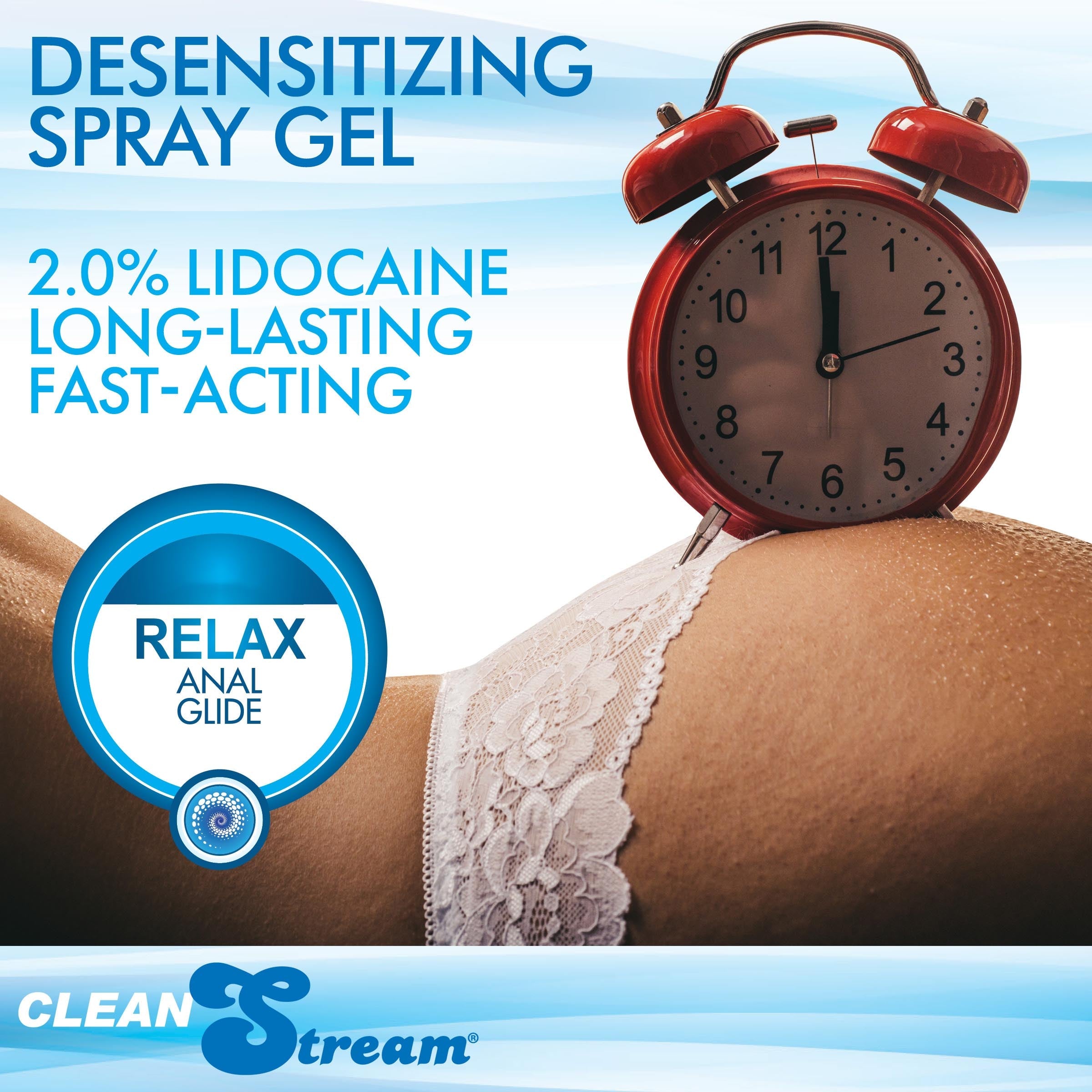 Lubricante anal desensibilizante CleanStream Relax de 4 oz con kit de inyección