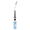 Clear plastic bottle with black pump labeled relax anal lubricant in blue and white on light blue 4oz cleanstream lube