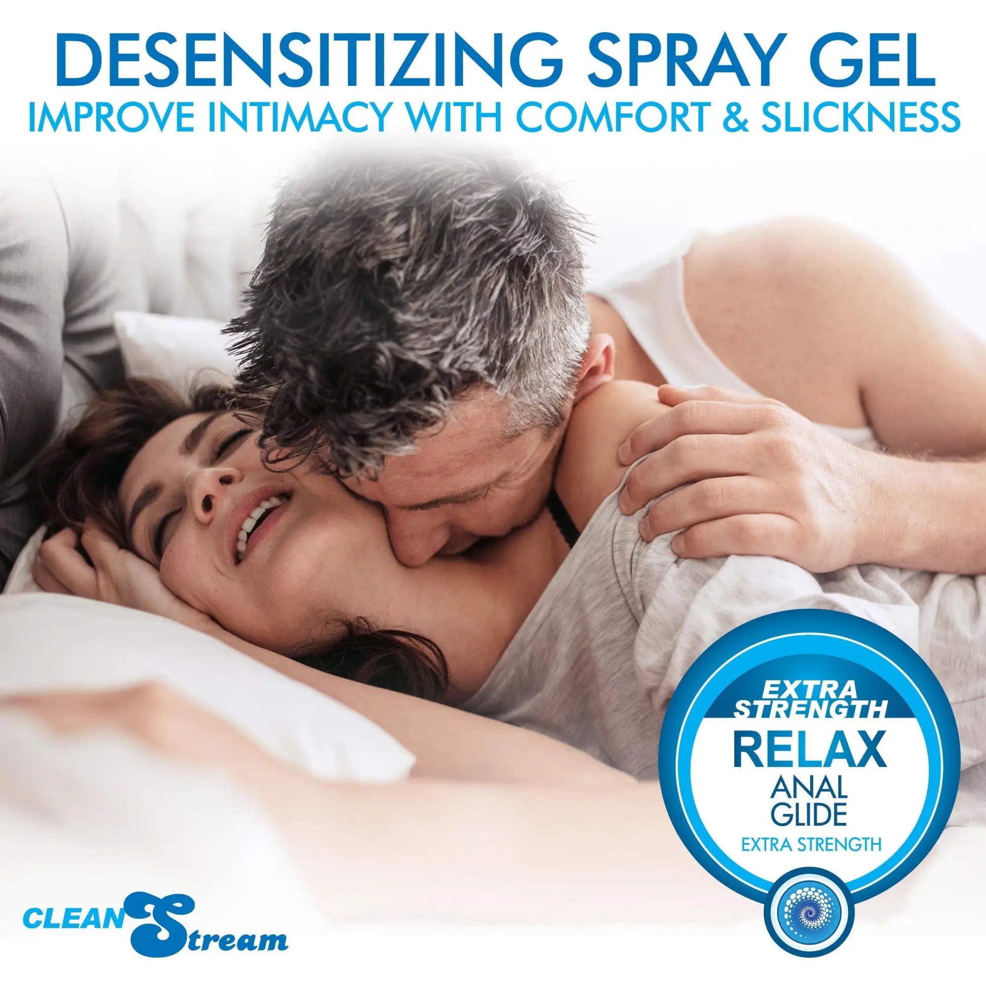4oz Cleanstream relax desensitizing anal lube spray gel with injector kit in white and blue packaging