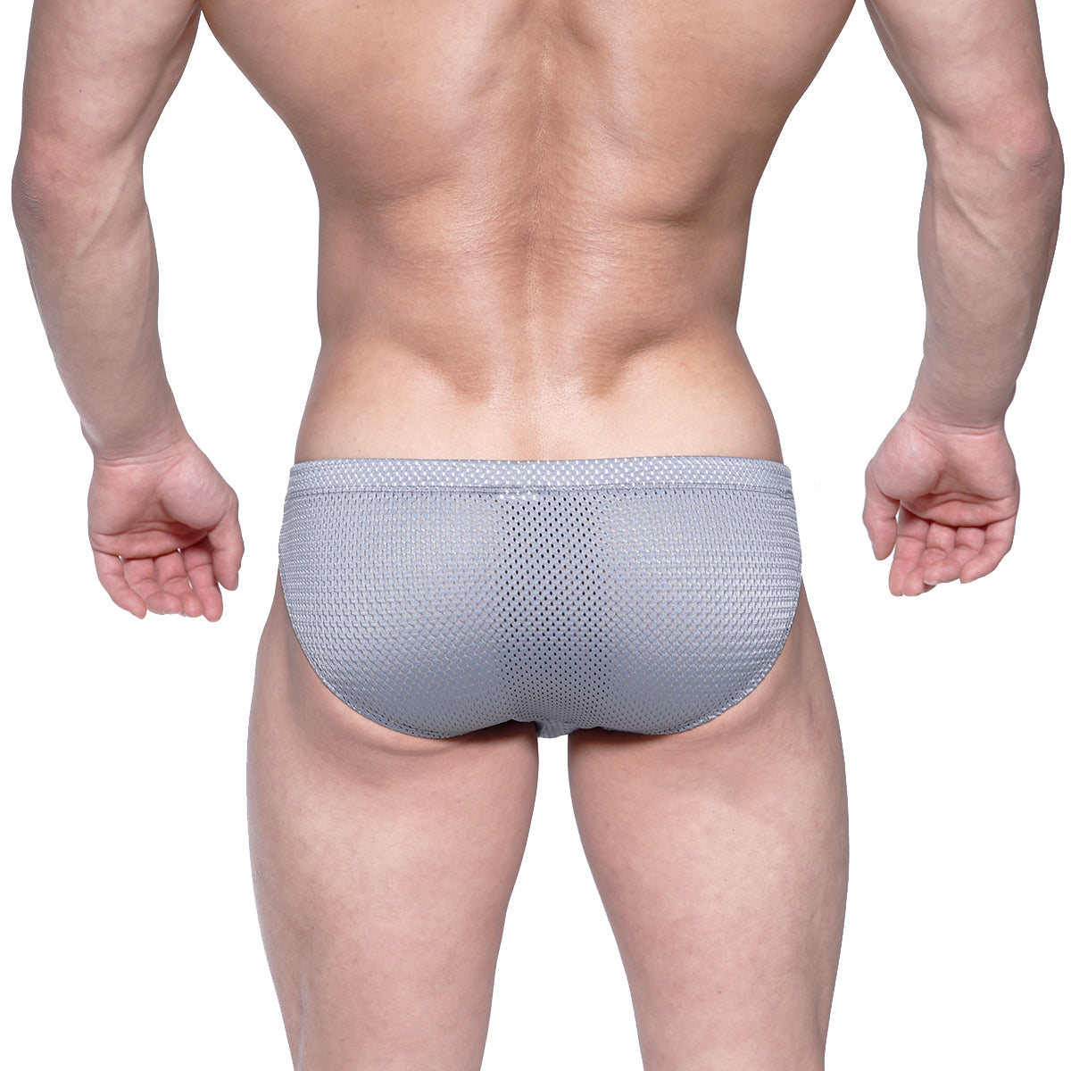 Metro male wear vasco hip brief gray mesh 5103-42 features gray mesh fabric with a subtle textured pattern