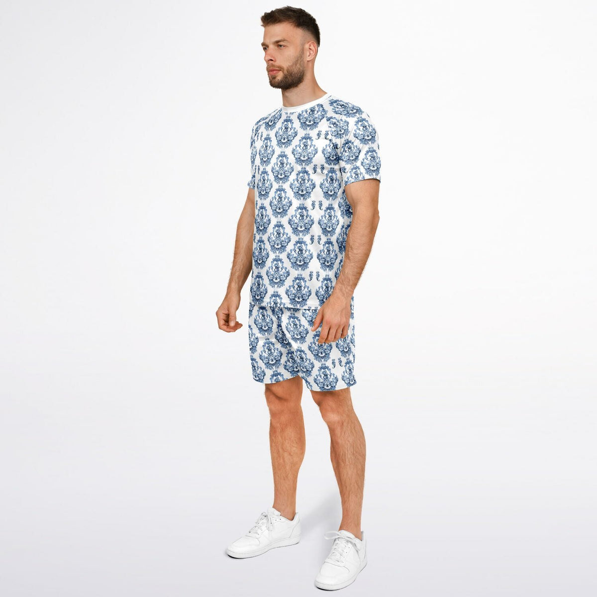 Maris Equi Blue Baroque Men's Sport Shorts and Top Set