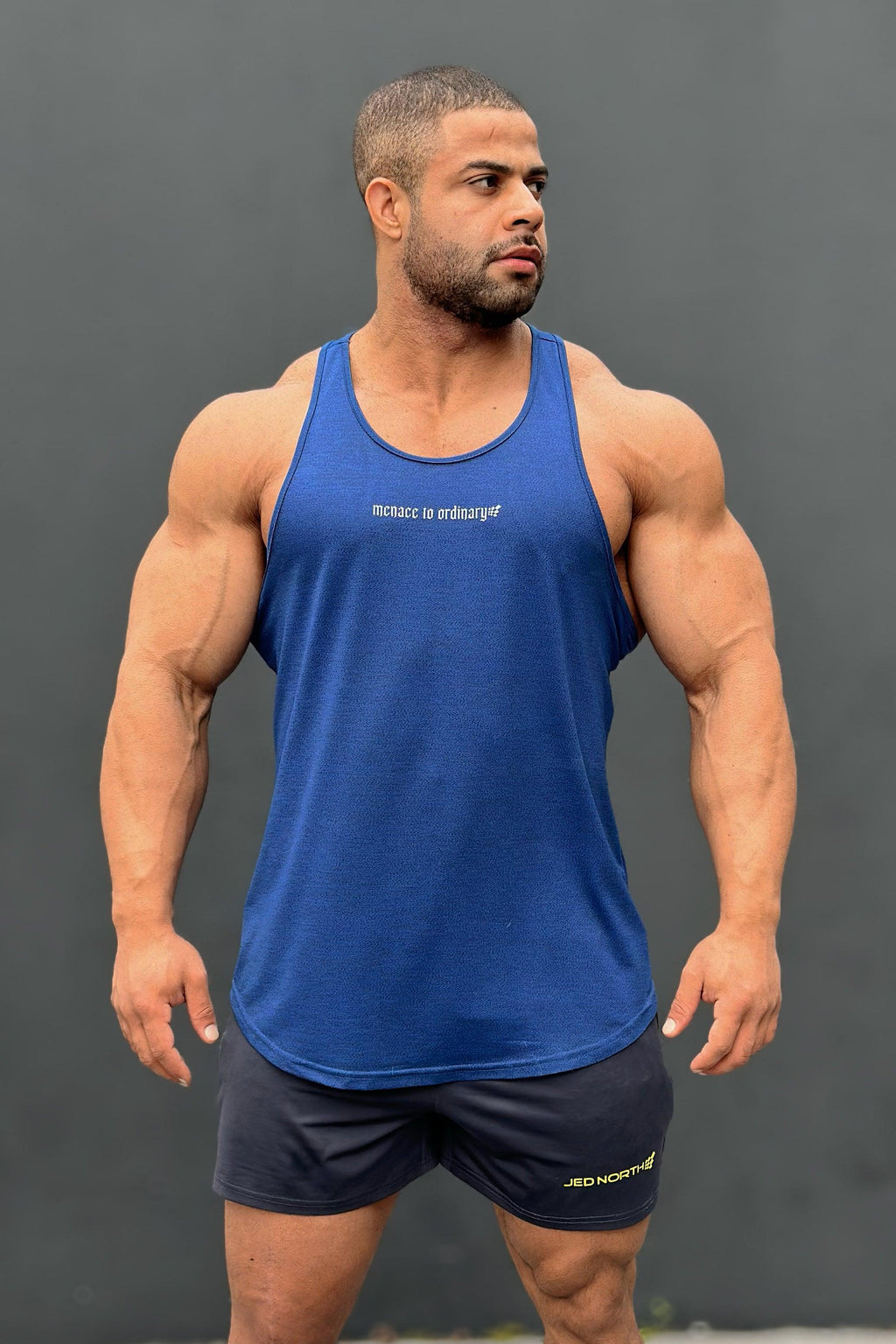 Jed North Men's Performance Max Bodybuilding Stringer - Denim Blue