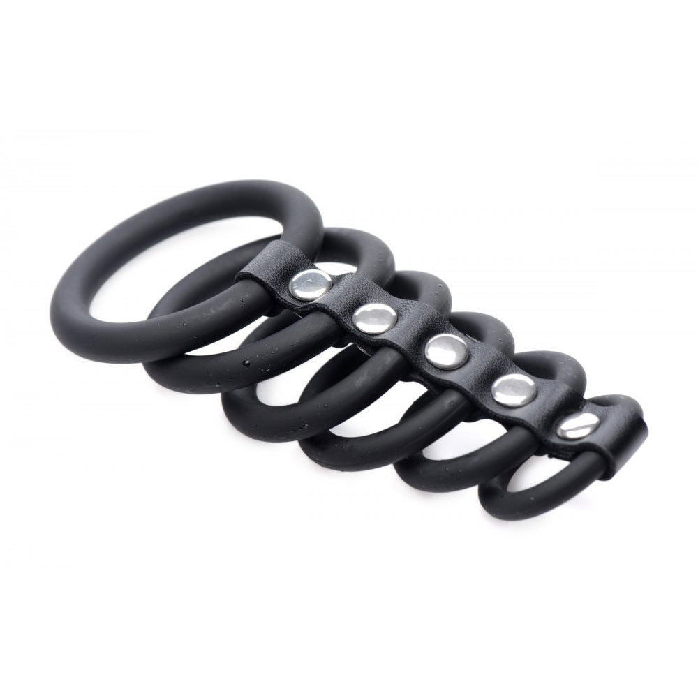 Jaula de castidad de silicona con 6 anillos
