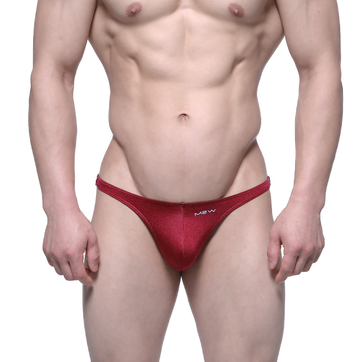 Metro malewear capri thong burgundy 6102-29 red metallic mew brand thong shown from the back side