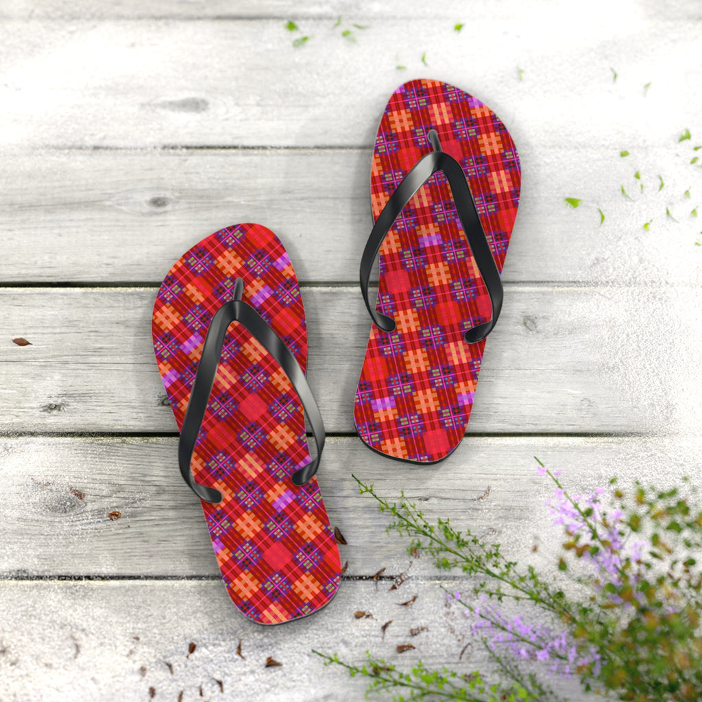 Maris Equi Men's Red Tartan Flip-Flops
