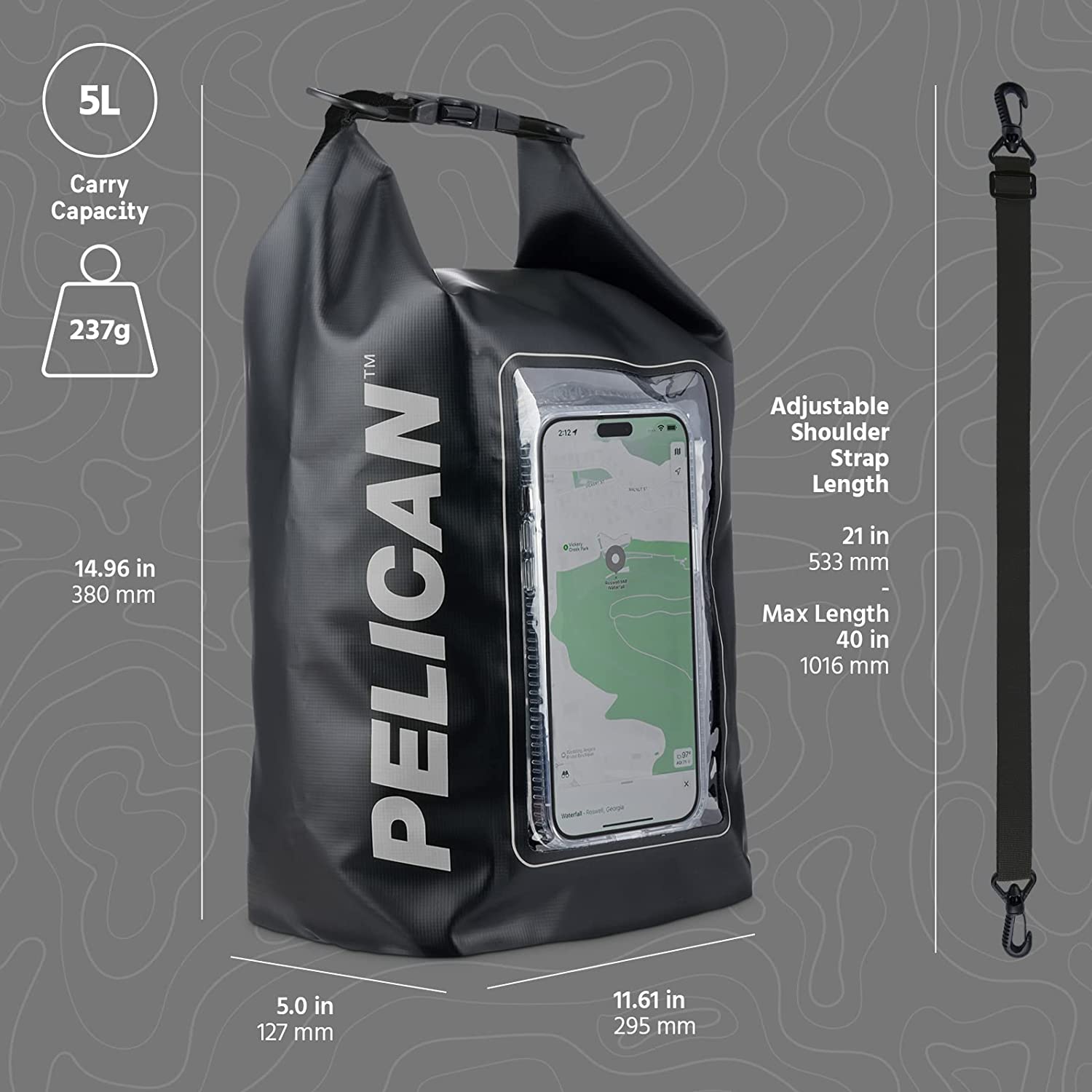 Wasserabweisender Dry Bag von Pelican Marine – (Stealth Black)