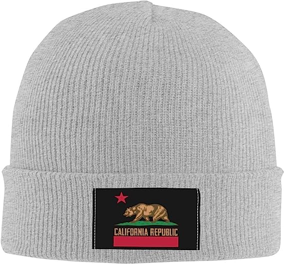 Beanie mit Flaggenaufnäher „Kalifornien-Republik“ aus 3M Thinsulate – Designer-Kopfbedeckung für Herren