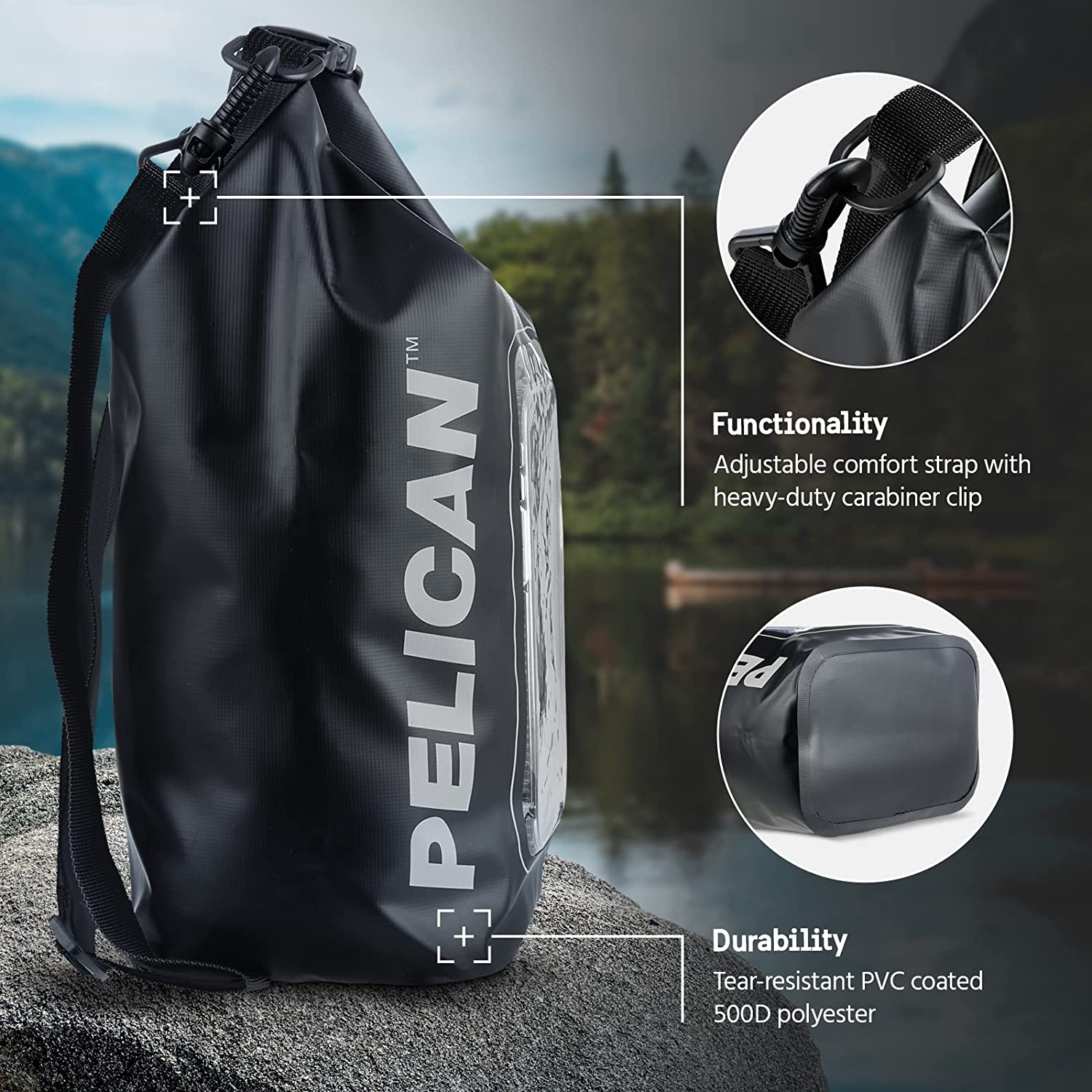 Wasserabweisender Dry Bag von Pelican Marine – (Stealth Black)