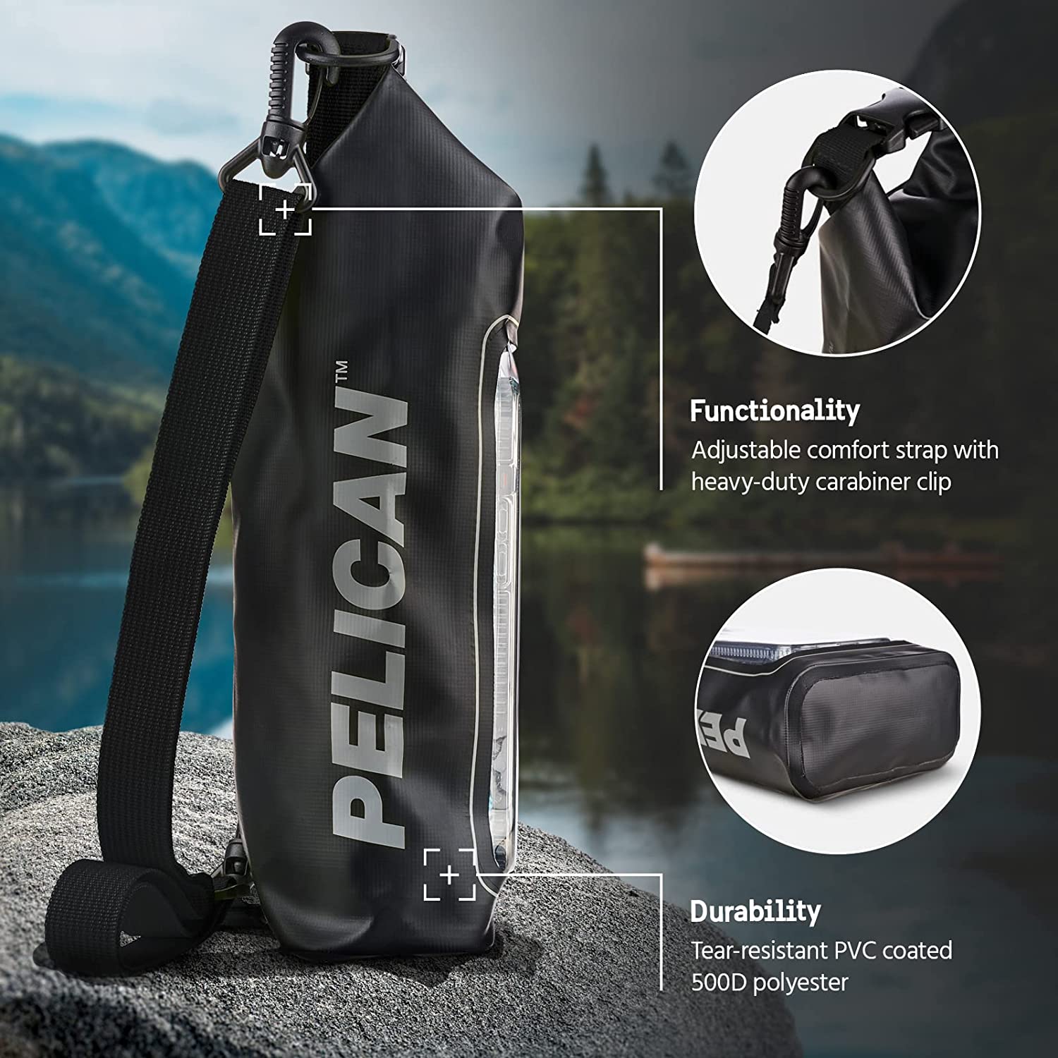 Wasserabweisender Dry Bag von Pelican Marine – (Stealth Black)