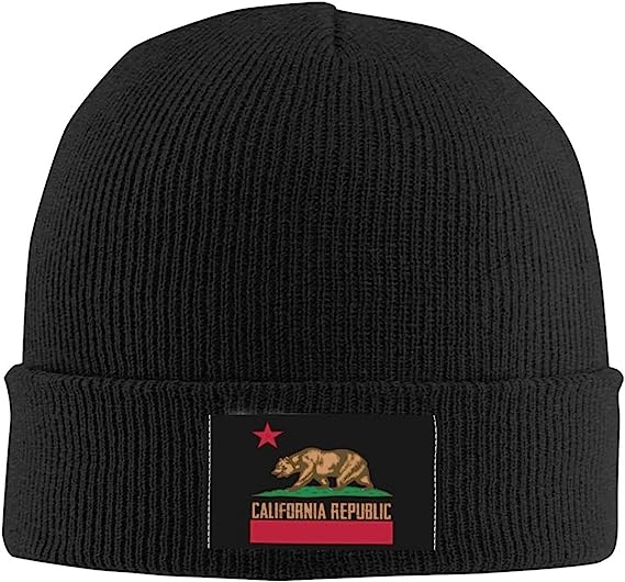 Beanie mit Flaggenaufnäher „Kalifornien-Republik“ aus 3M Thinsulate – Designer-Kopfbedeckung für Herren