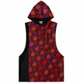 Maris Equi Red Tartan Men's Drop Armhole Cotton Blend Hoodie