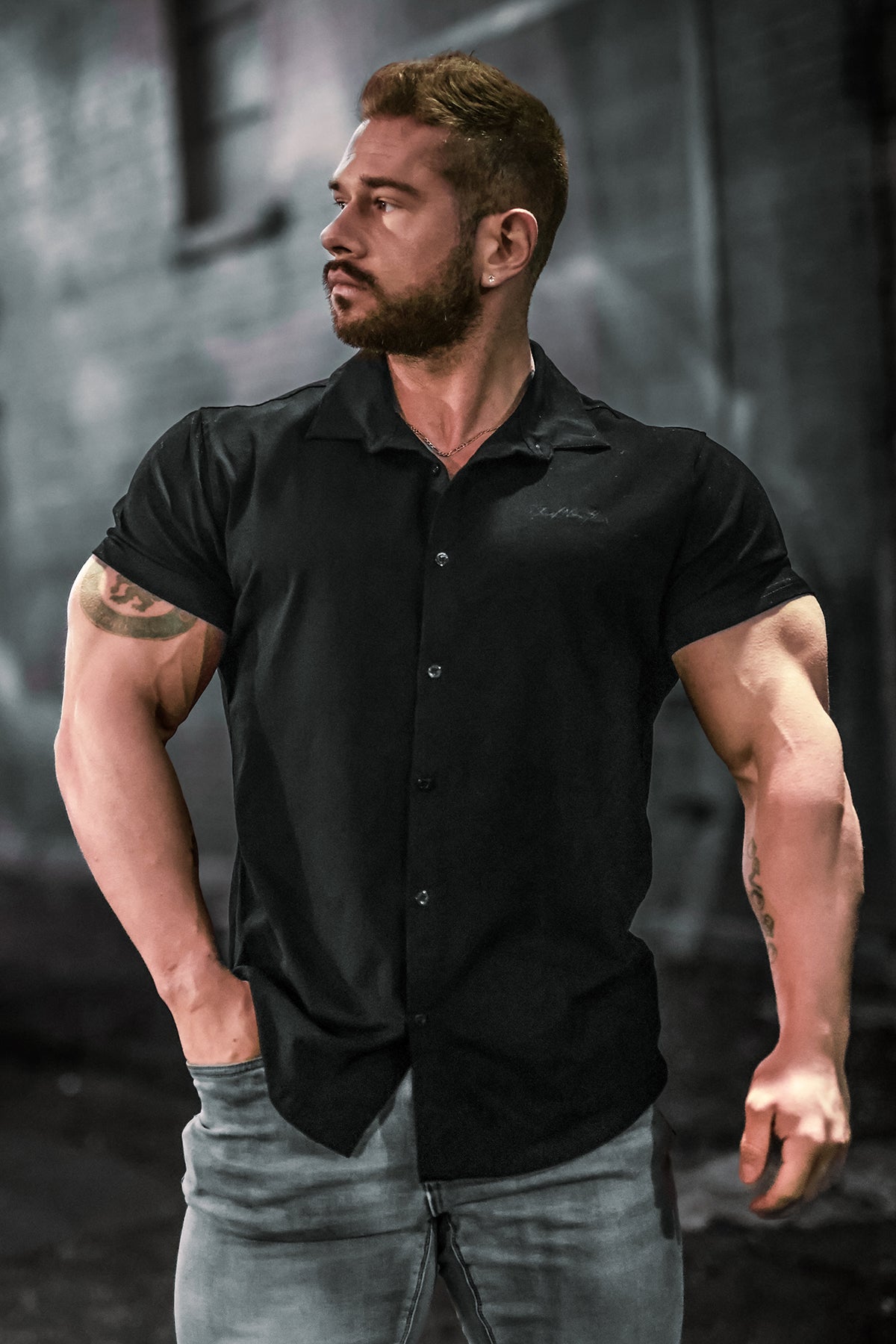 Jed North Men's Muscle-Fit Stretch Short Sleeve Shirt - Onyx Black