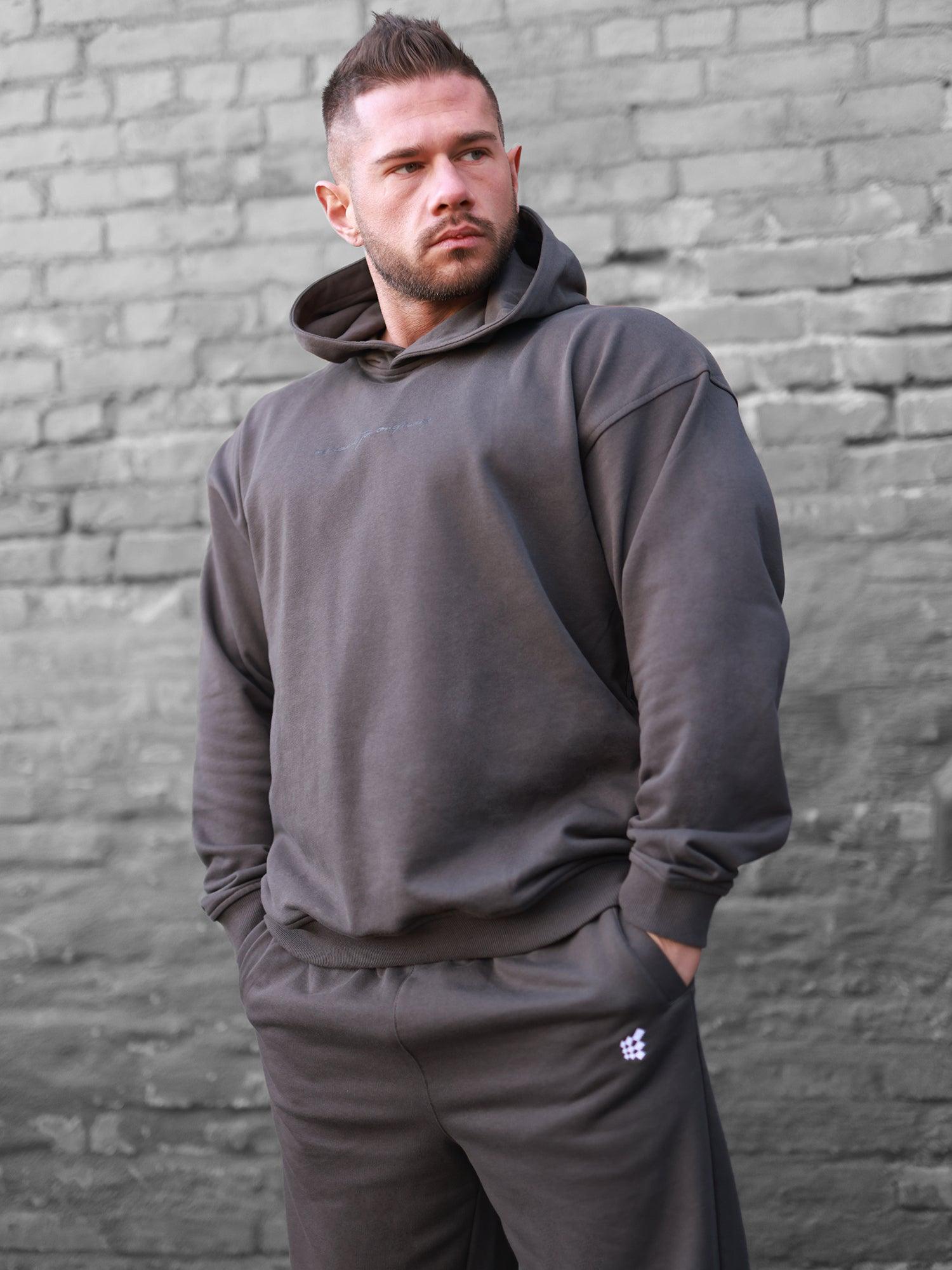 Jed North Essentials Relaxed Hoodie - Dunkelgrau