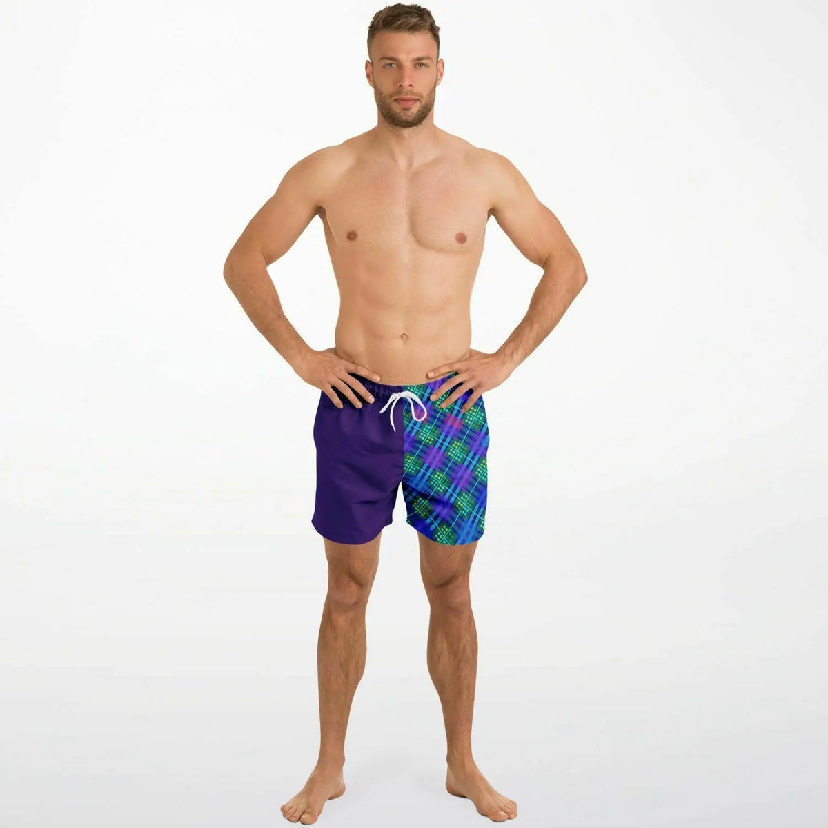 Maris Equi Badehose mit blauem Tartanmuster für Herren