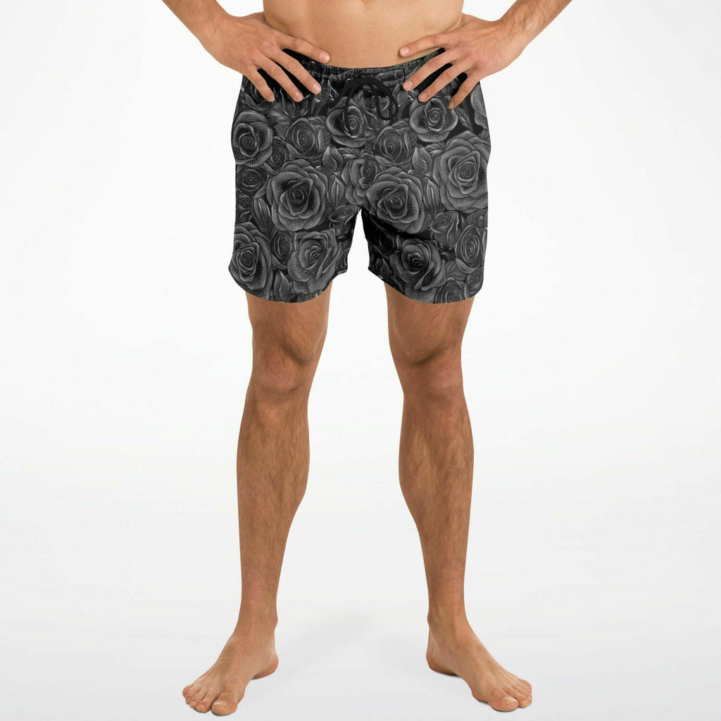 Maris Equi Black Rose Goth Emo Men's Swim Shorts