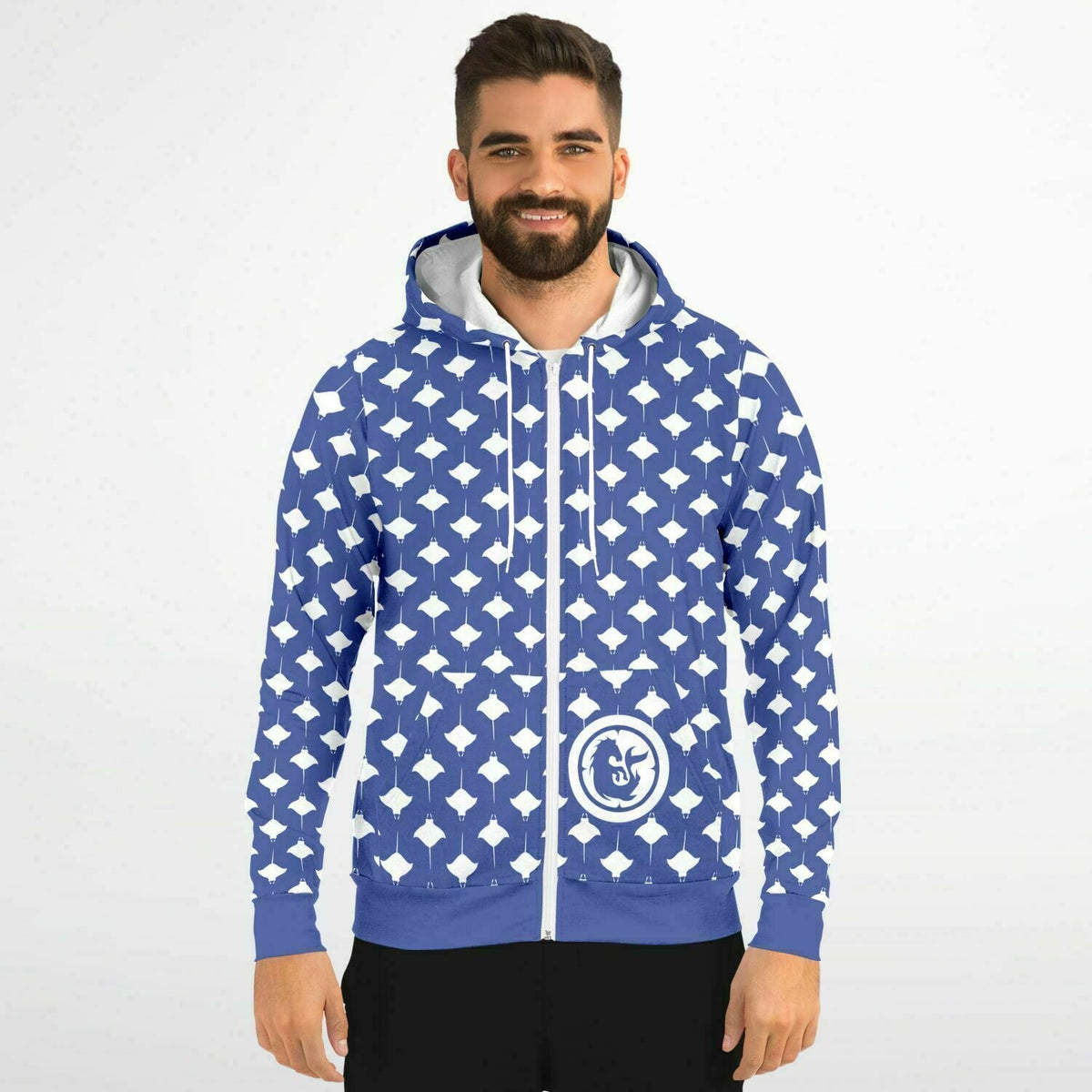 Maris Equi Men's manta Ray Zip-Up Cotton Blend Hoodie