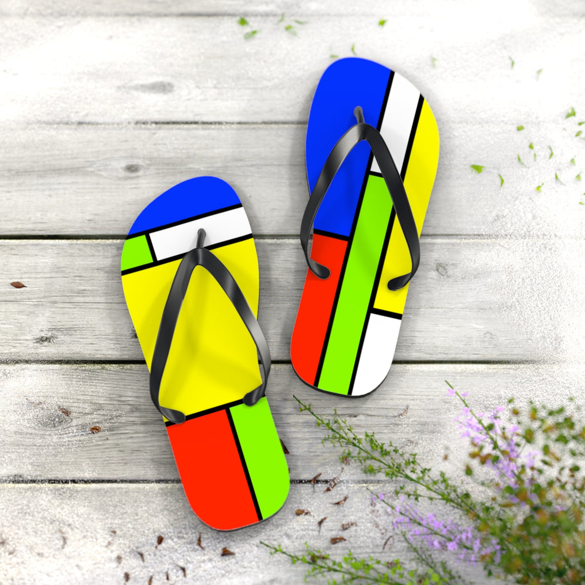 Maris Equi Men's ModRian Mondrian Inspired Flip-Flops