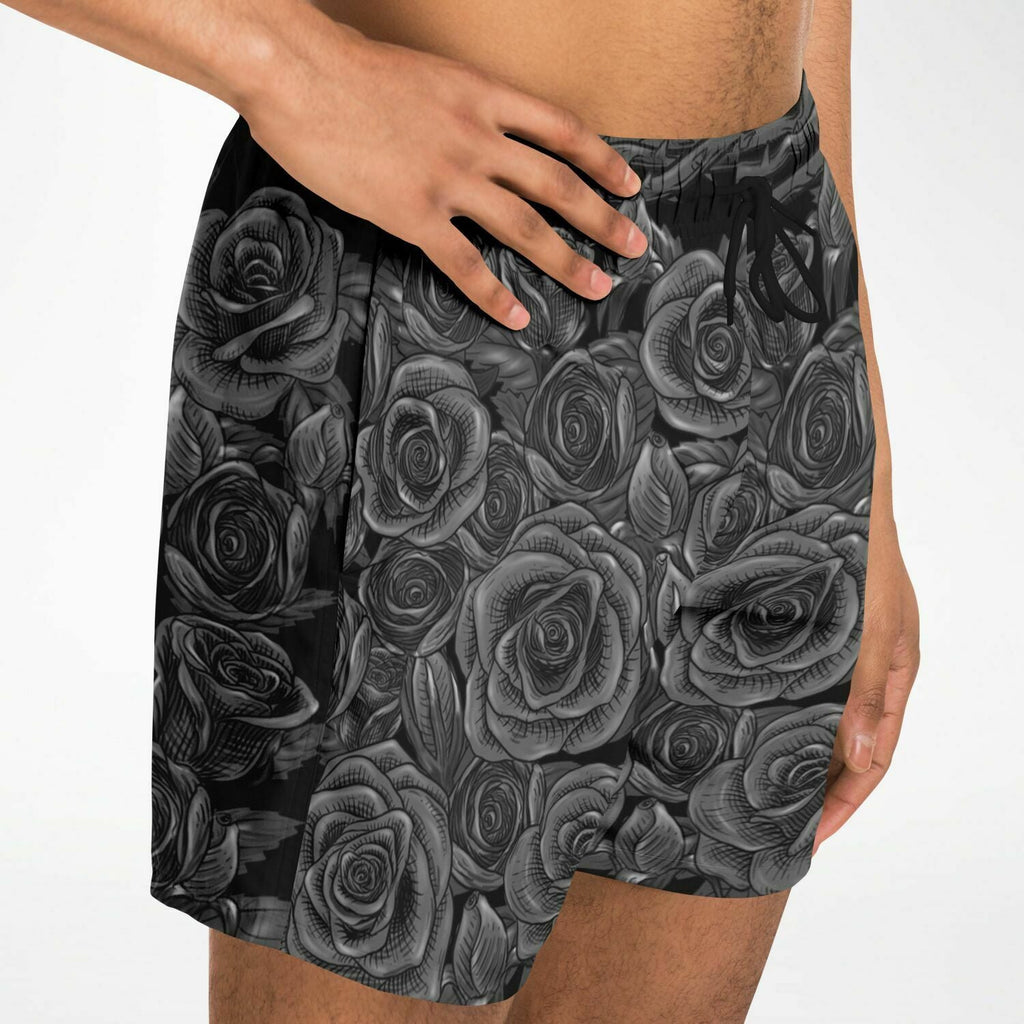 Maris Equi Black Rose Goth Emo Men's Swim Shorts