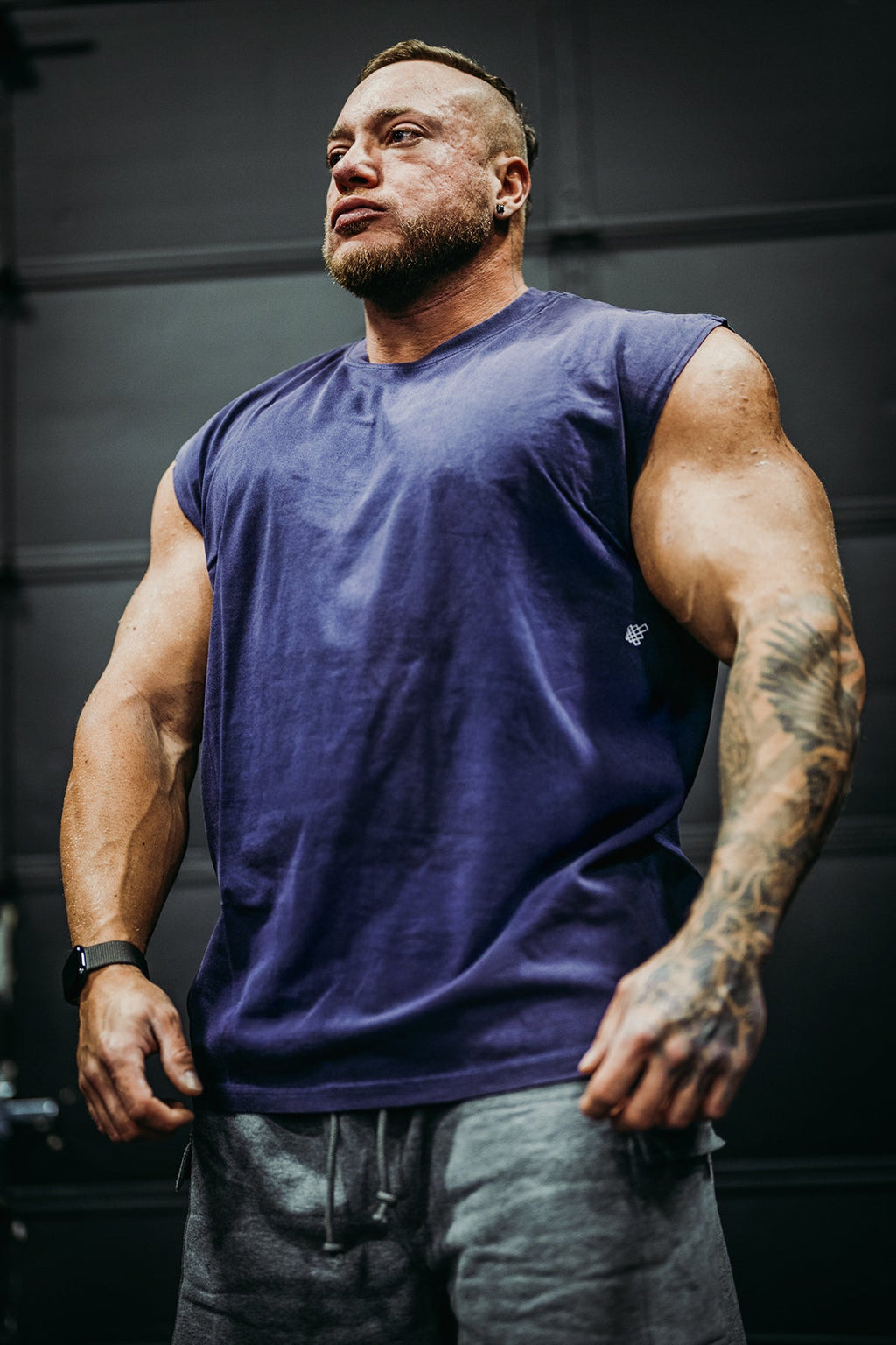 Jed North Men's Retro Oversized Muscle Tee - Washed Navy