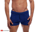 Royal blue 9 inch sport shorts with drawstring waistband front pockets made from soft fabric for athletic use