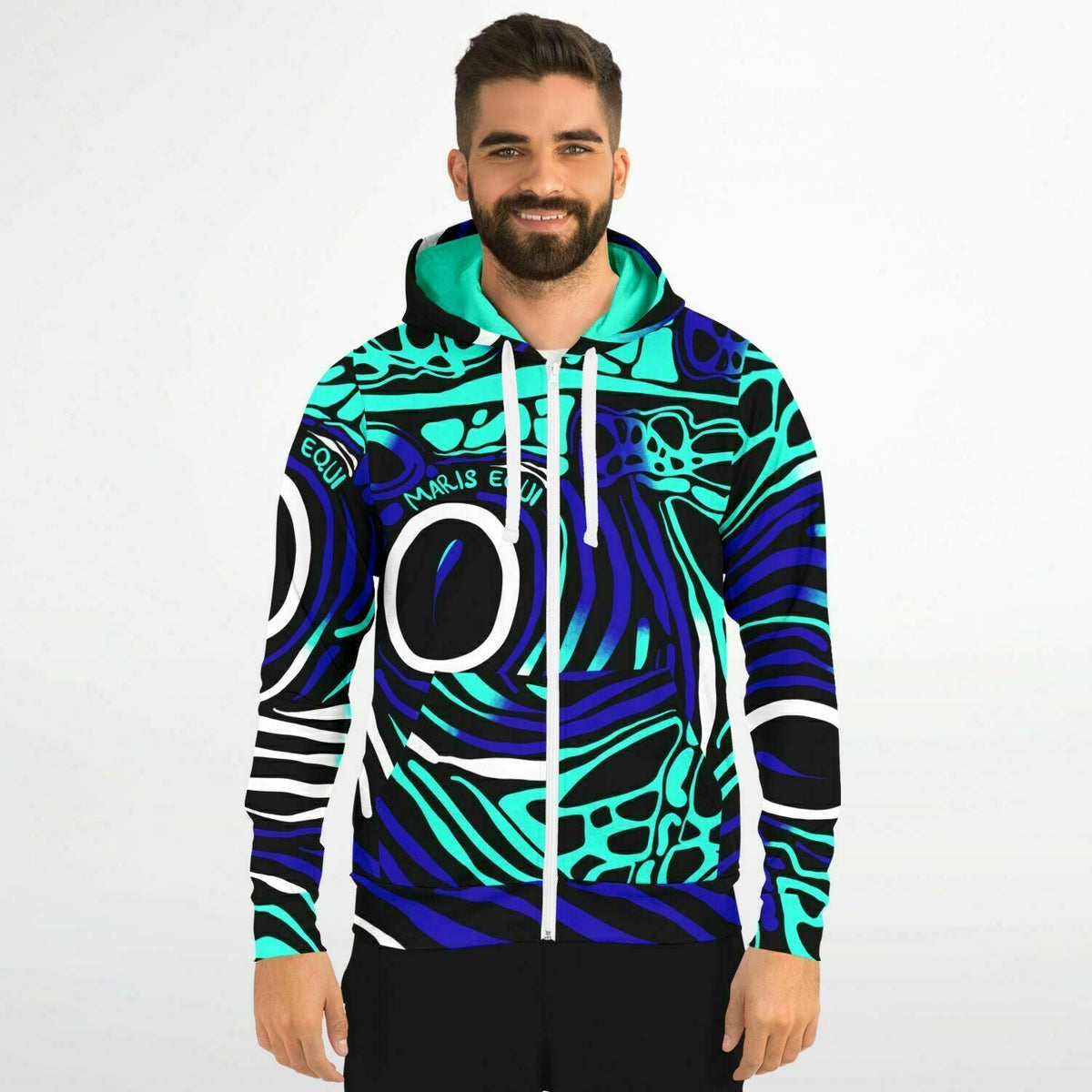 Maris Equi Angelfish fish Zip-Up Cotton Blend Men's Hoodie