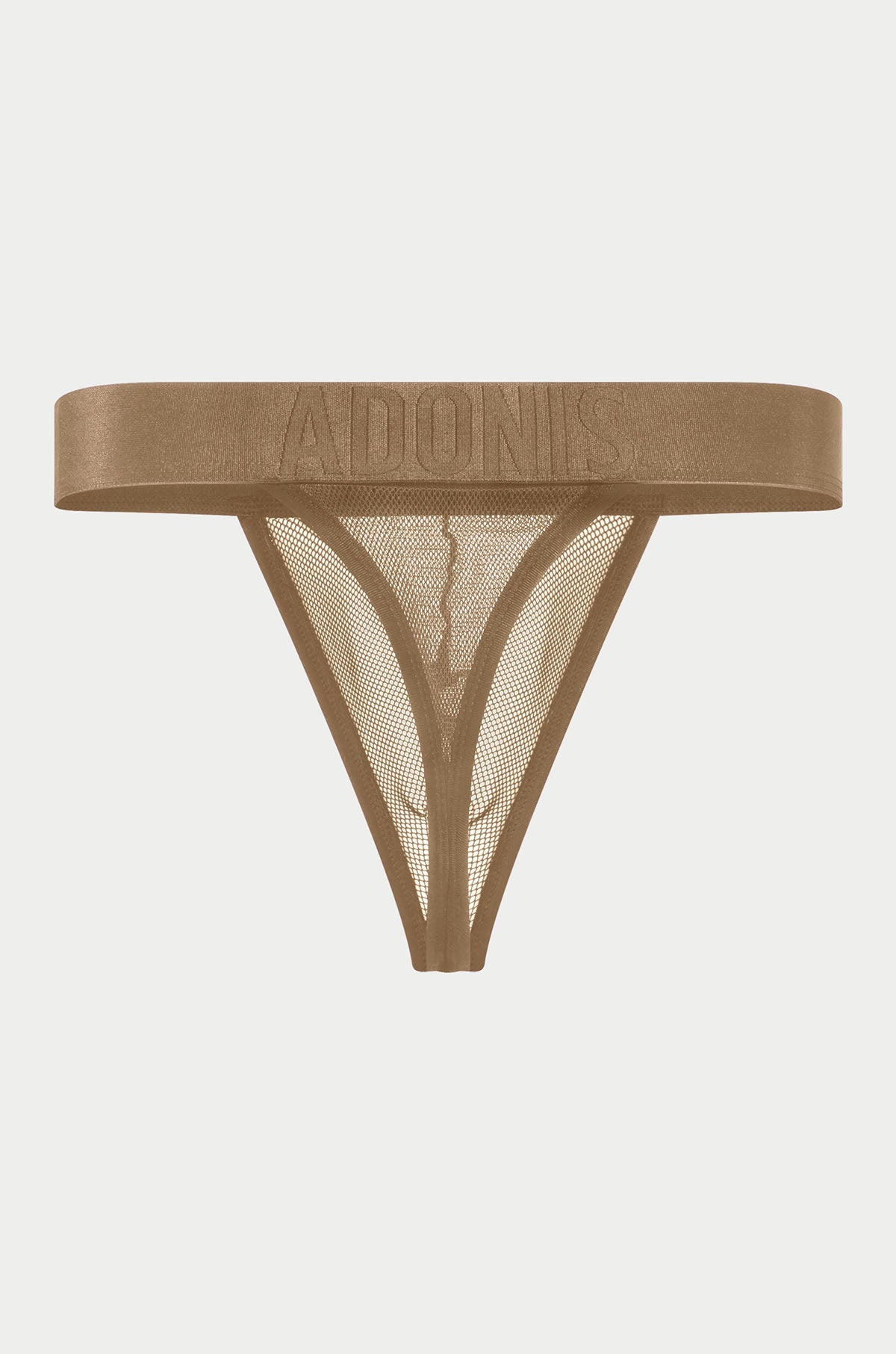 Luxuriöser Tanga aus Netzstoff in Nude-Hellbraun