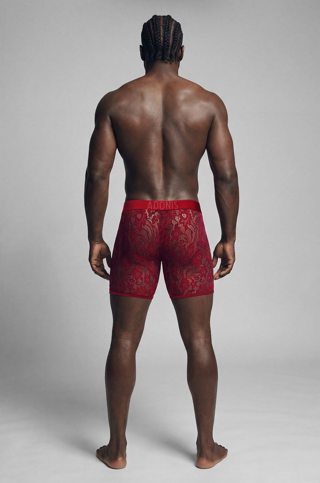 Adonis by Kyhry Men's Cherry Red Sheer Lace Boxer Brief