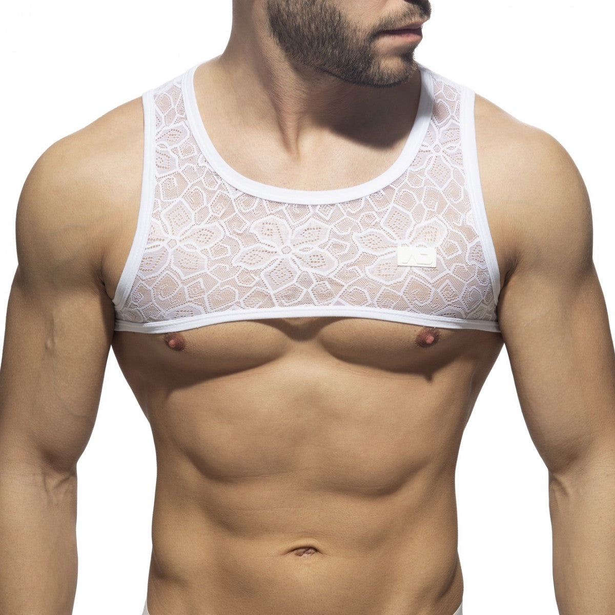 Addicted Men's Flowery Lace Harness - White